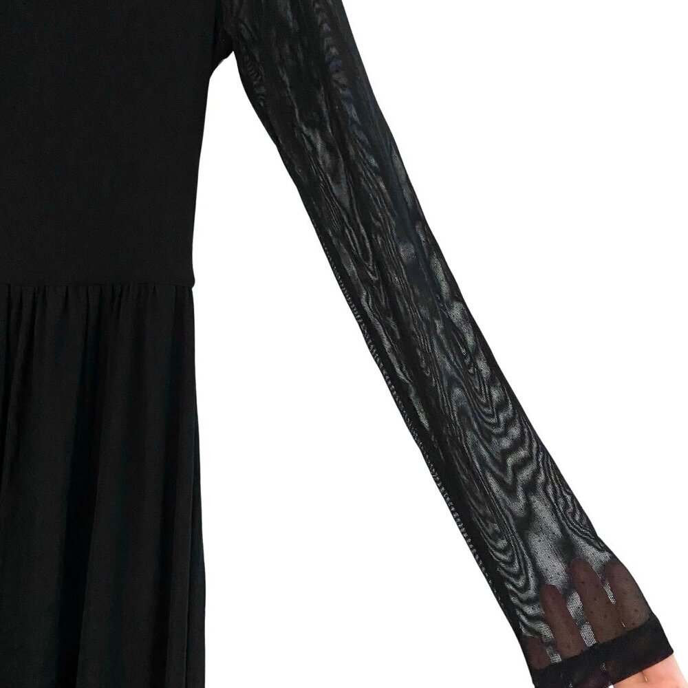 GANNI Addison Swiss Dot Black Mesh Maxi Dress Ruffle Hem, EU 36 US 4 Small - Picture 11 of 15